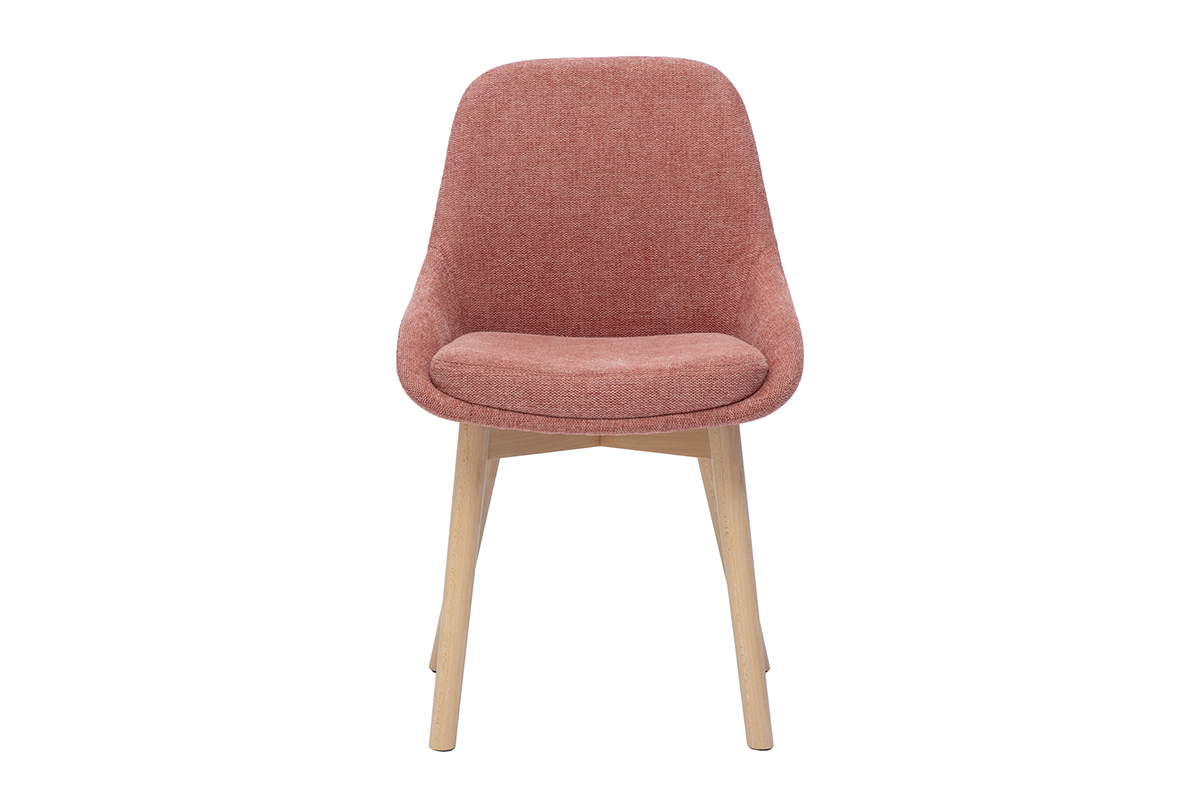 Chaises scandinaves en tissu effet velours textur� terracotta et bois clair massif (lot de 2) HOLO