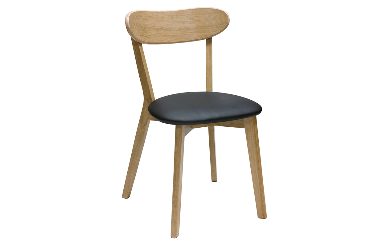 Chaises vintage en bois clair ch�ne et noir (lot de 2) DOVE