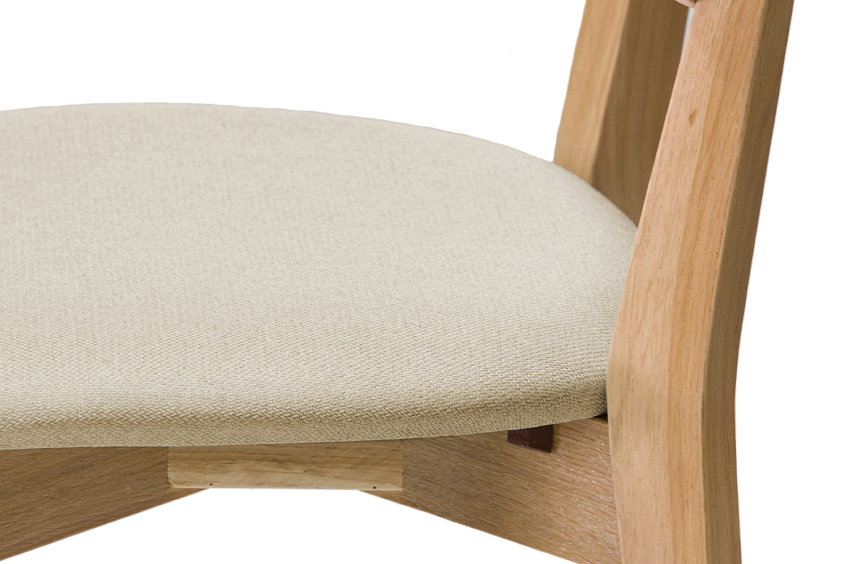 Chaises vintage en bois clair ch�ne et tissu beige (lot de 2) LUCIA