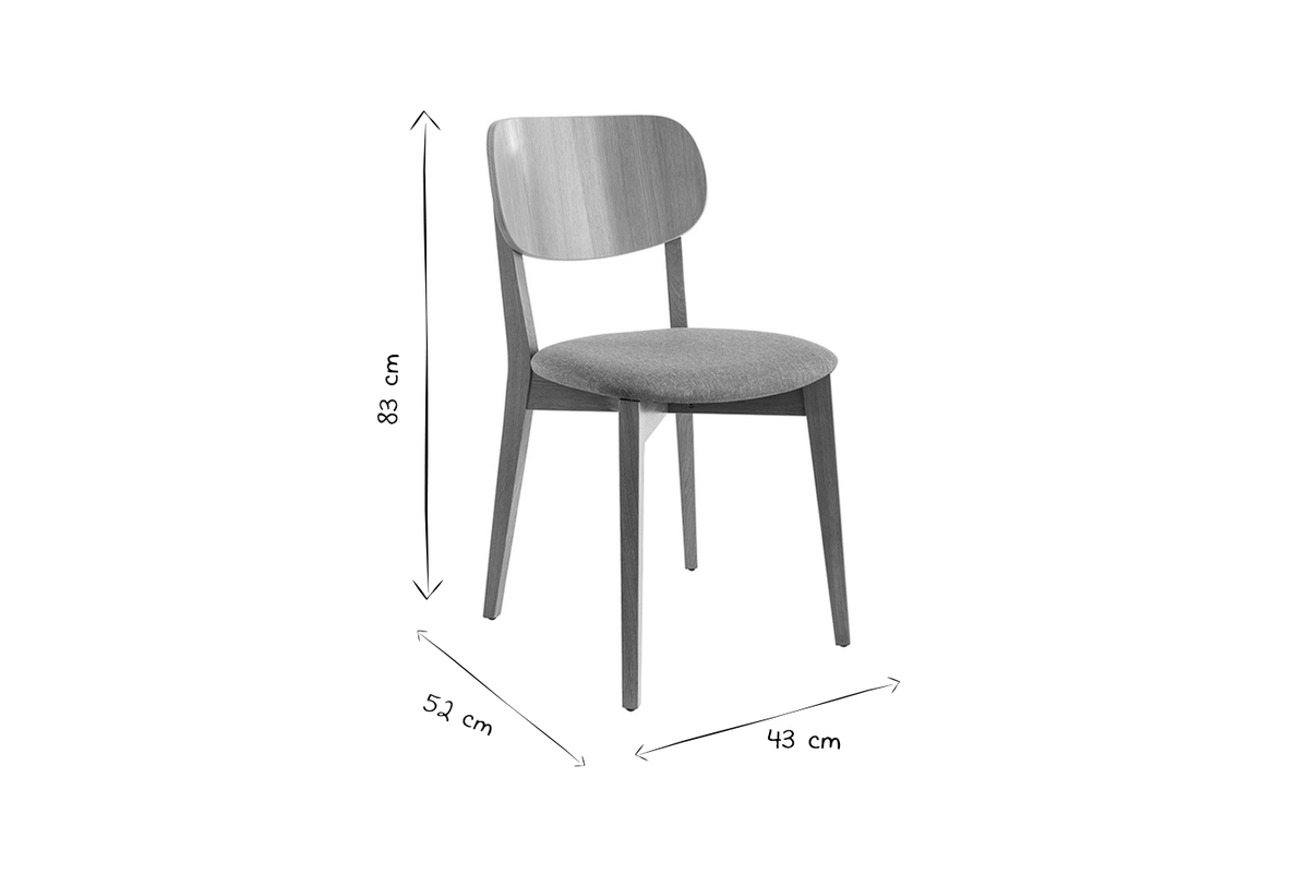 Chaises vintage en bois clair ch�ne et tissu effet laine boucl�e blanc (lot de 2) LUCIA