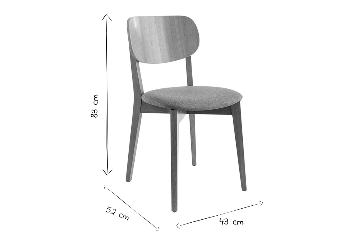 Chaises LUCIA en noir et blanc avec dimensions 83x52x43 cm