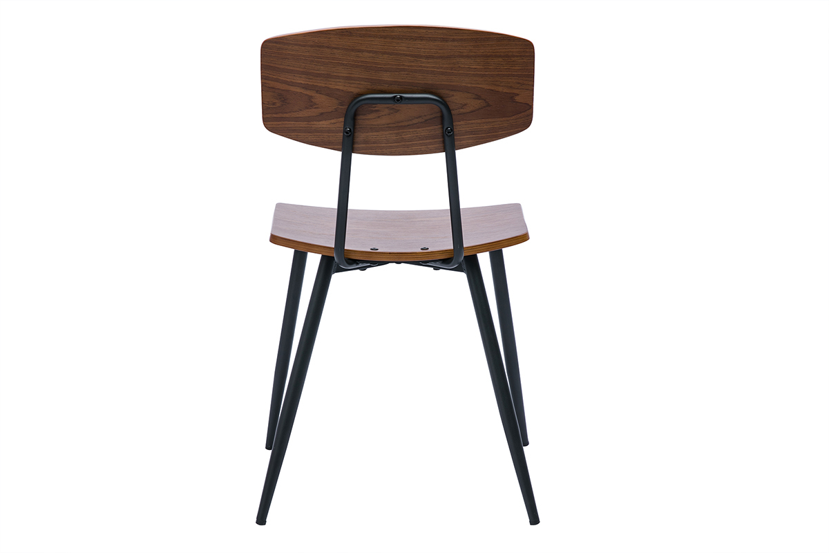 Chaises vintage en bois fonc� noyer et m�tal noir (lot de 2) JOLINE