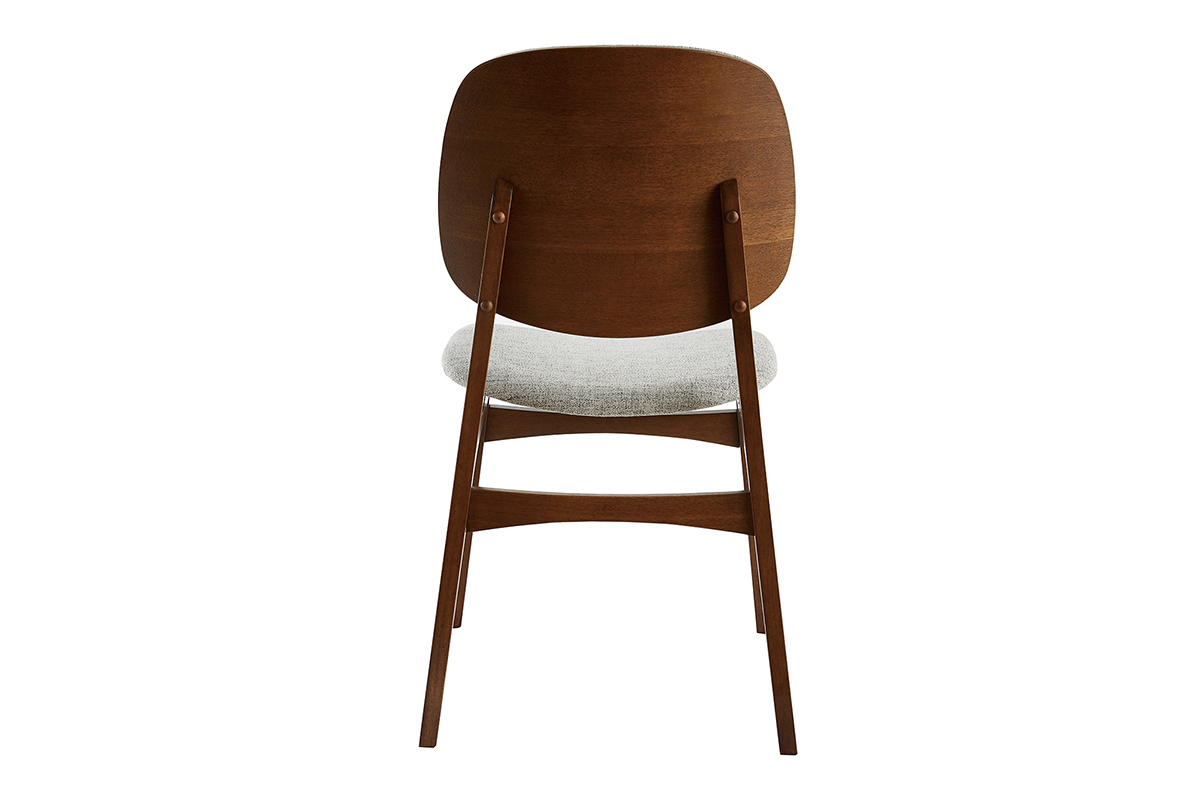 Chaises vintage en tissu gris clair et bois fonc� (lot de 2) SOQUETTE
