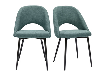 Chaises vintage en tissu vert de gris et m&eacute;tal noir (lot de 2) COSETTE