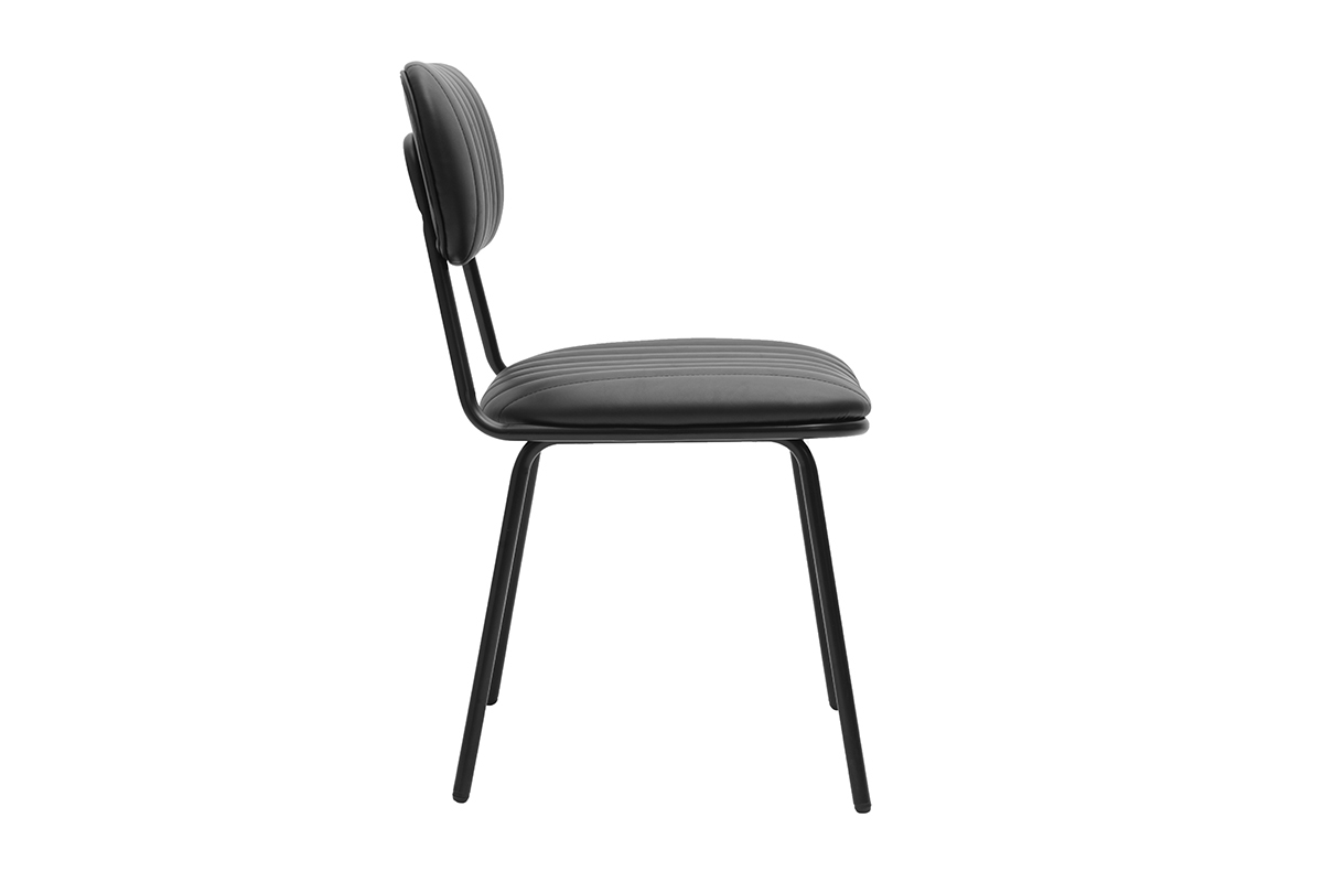 Chaise vintage noire GALWAY vue de profil avec dossier rond et assise �pur�e