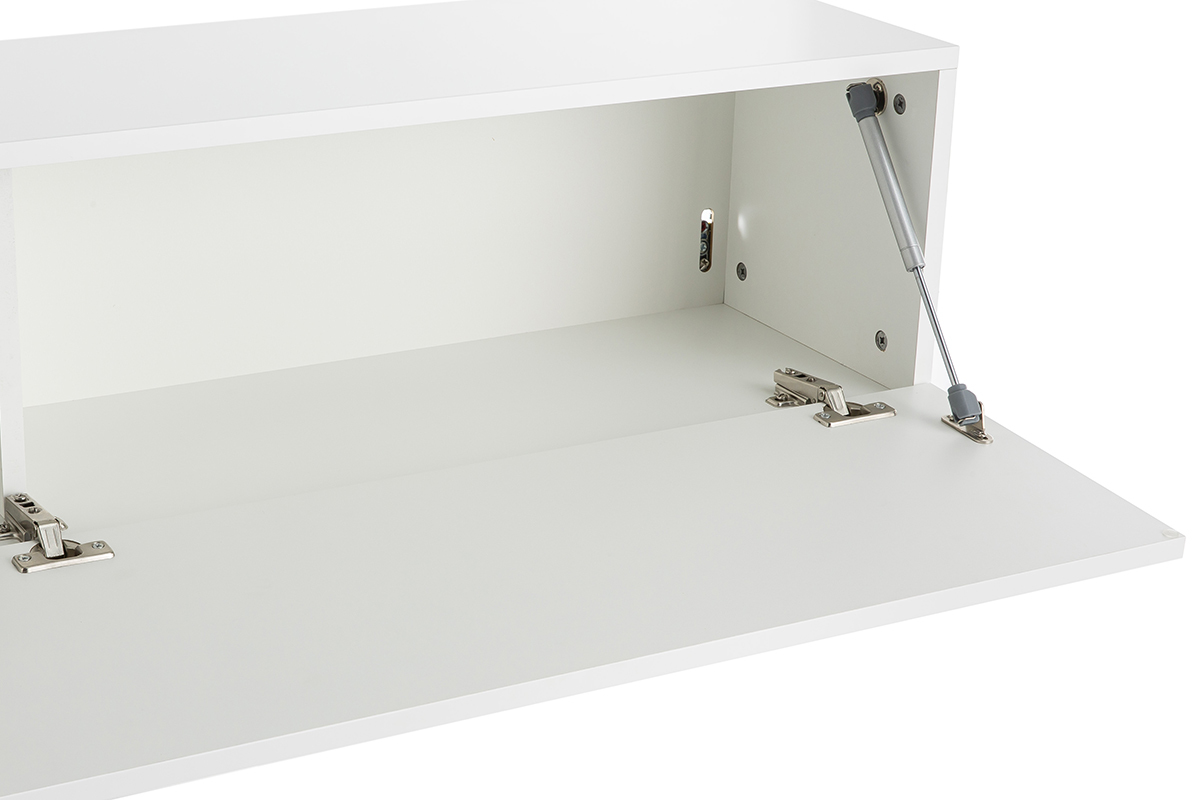 �l�ment mural TV horizontal blanc laqu� brillant L137.5 cm ETERNEL
