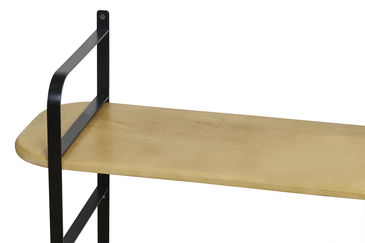 �tag�re murale en bois manguier massif et m�tal noir L122 cm AKINA