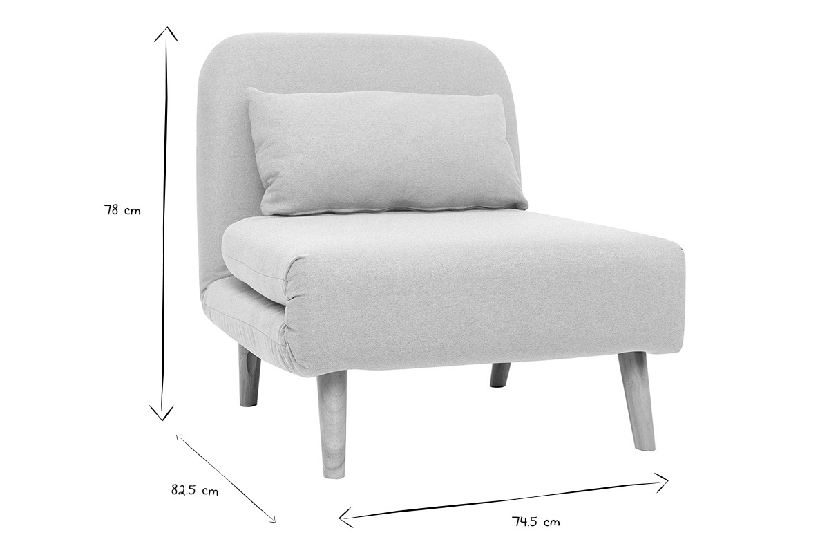 Fauteuil scandinave en tissu avec dimensions 78x82,5x74,5 cm en noir et blanc.