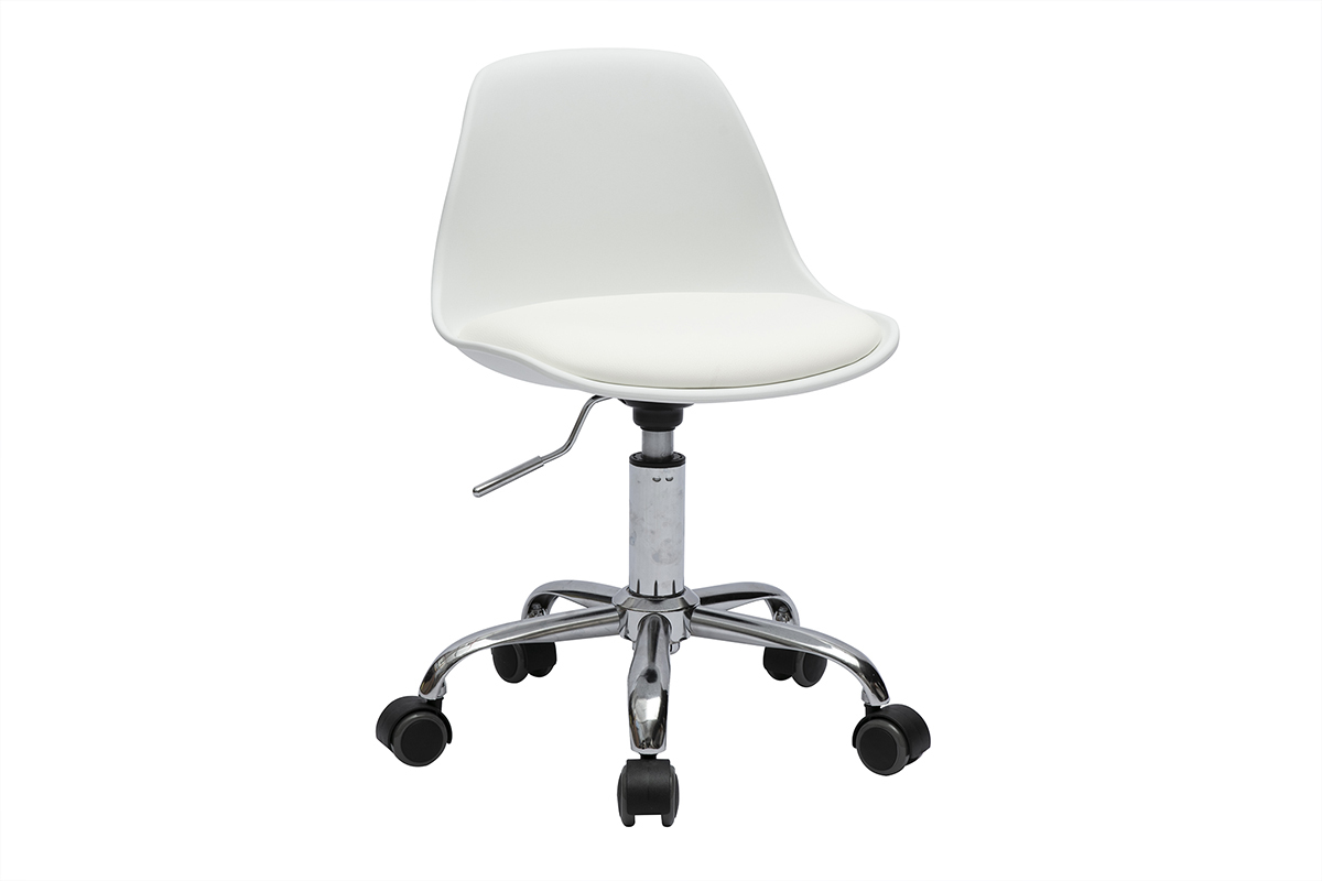 Fauteuil de bureau blanc enfant � roulettes STEEVY
