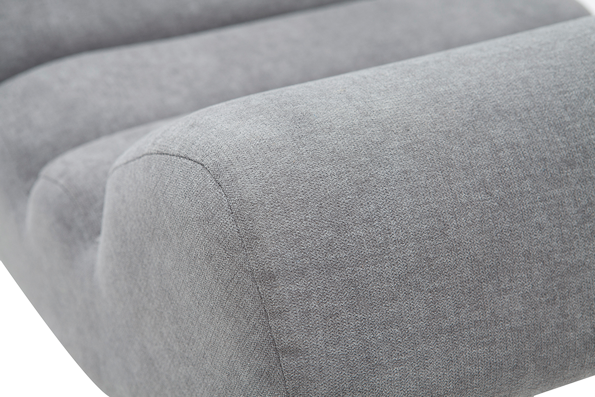 Fauteuil design en tissu effet velours gris et m�tal noir TAYLOR