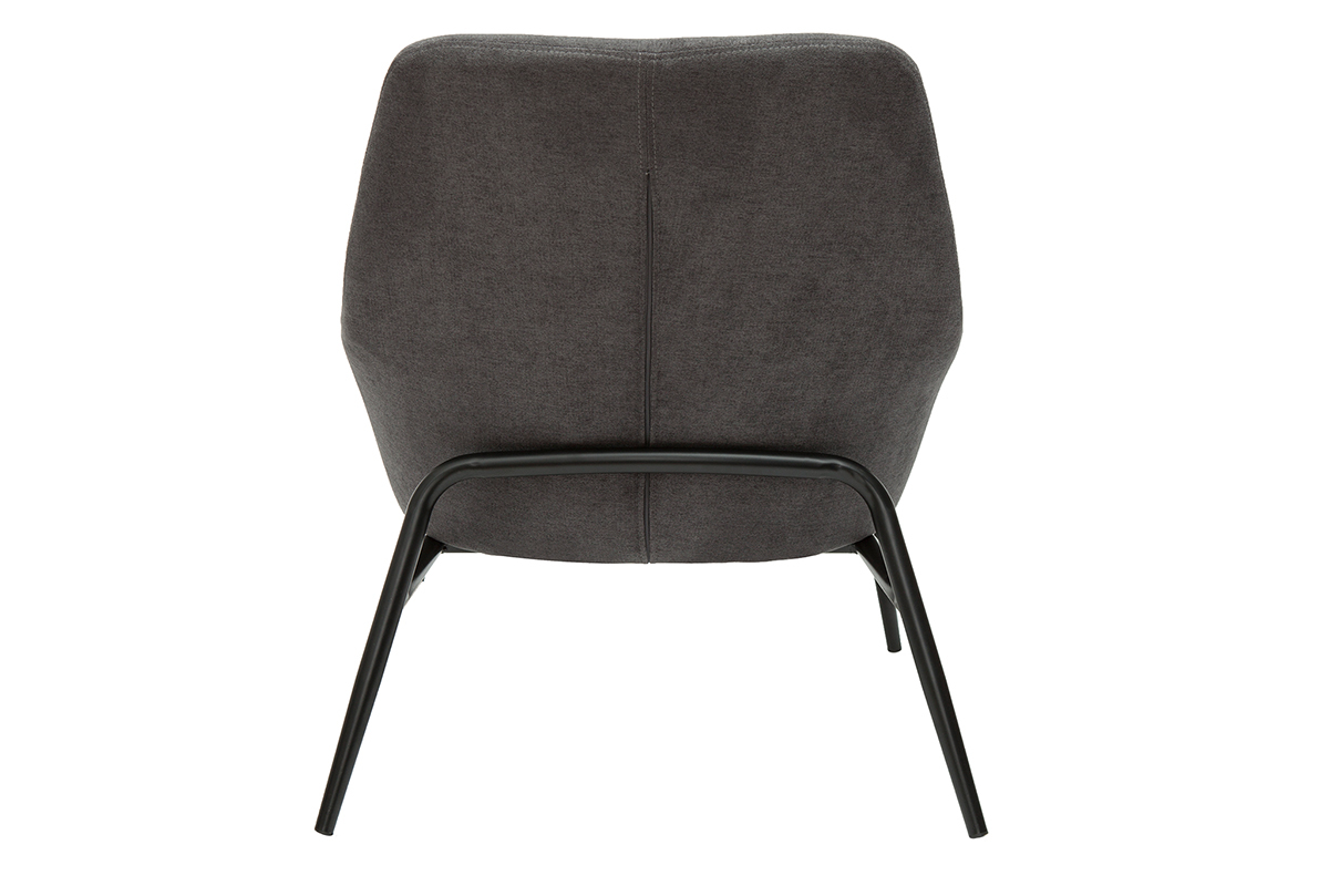 Fauteuil design gris fonc� et m�tal noir, vue arri�re.