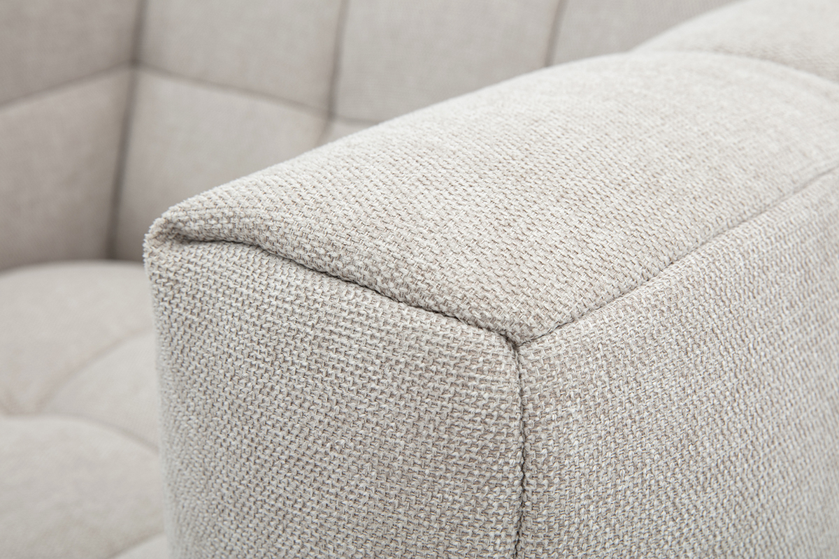 Fauteuil design en tissu effet velours textur� beige CORTO