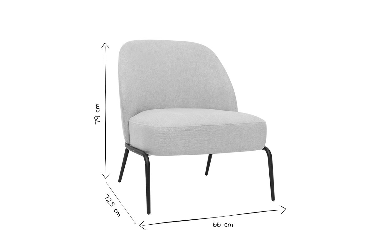 Fauteuil design en tissu effet velours textur� beige et m�tal noir BREGO