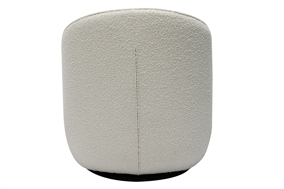 Fauteuil design pivotant en tissu effet laine boucl�e blanc AMBER
