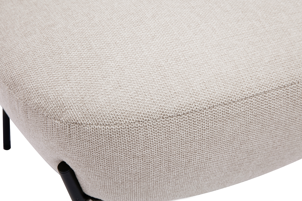 Fauteuil en tissu effet velours textur� beige et m�tal noir BELEY