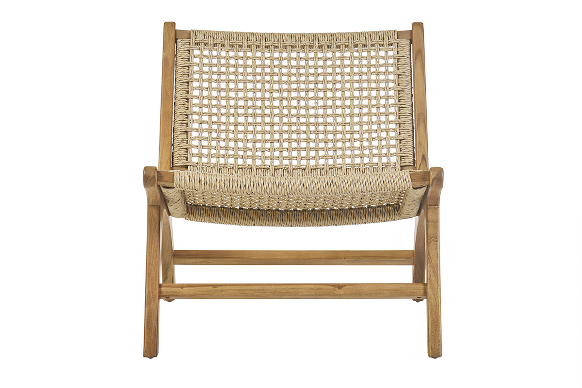 Fauteuil lounge en bois teck massif et corde tress�e SUMBA