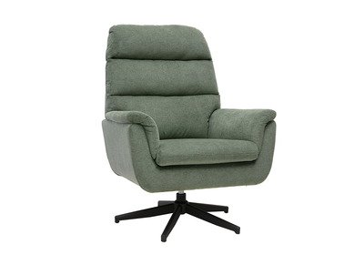 Fauteuil pivotant en tissu chenille vert kaki et m&eacute;tal noir JONAH