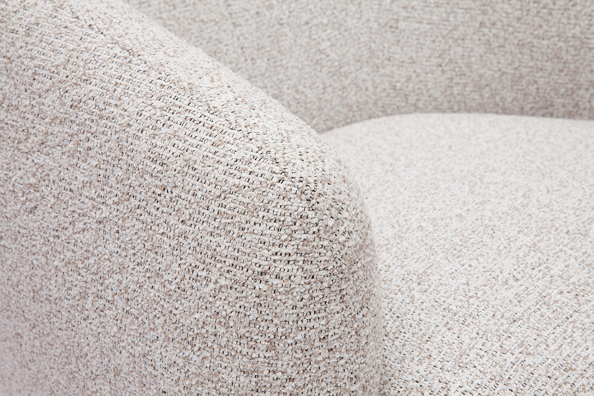 Fauteuil pivotant en tissu effet bouclette beige et m�tal noir BOWIE