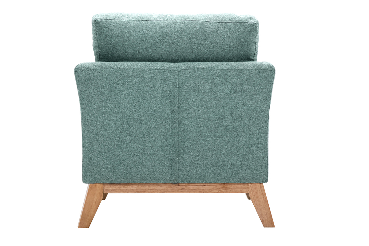 Fauteuil scandinave d�houssable en tissu vert de gris et bois clair OSLO
