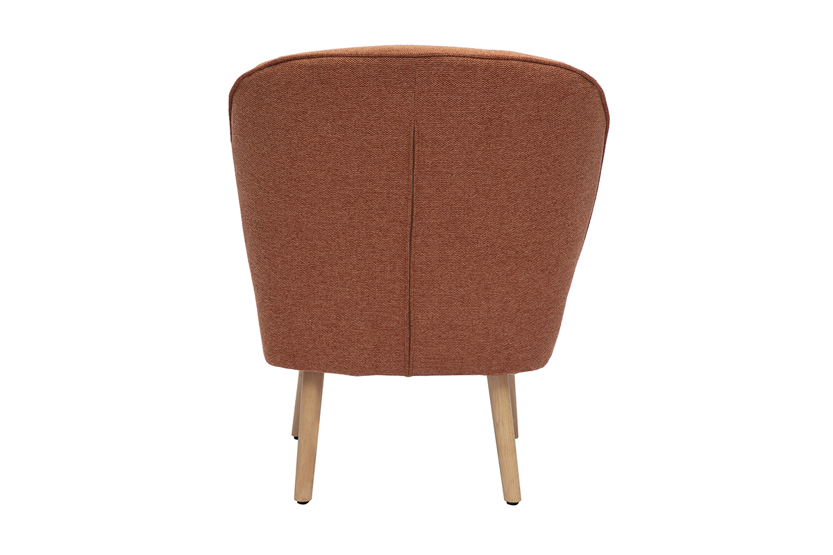 Fauteuil scandinave en tissu effet velours textur� terre br�l�e, vue de dos