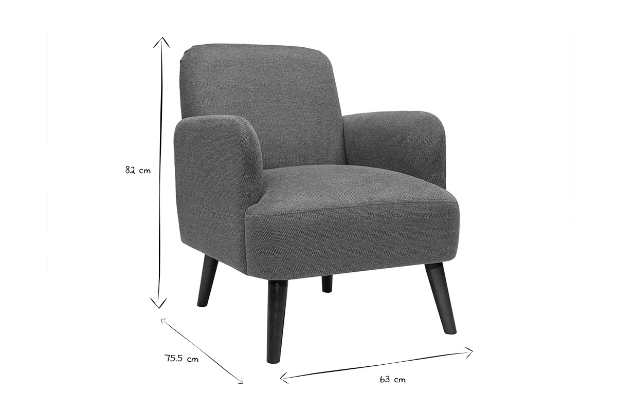 Fauteuil scandinave en tissu effet velours textur� terre br�l�e et bois fonc� ISKO