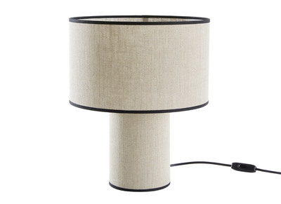 Lampe &agrave; poser design en lin et coton noir H36 cm SLOT