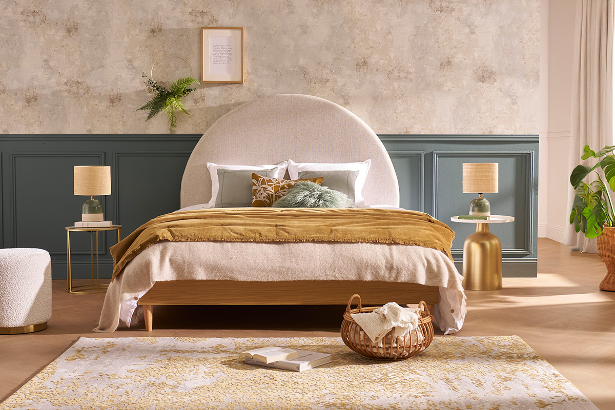 Lampe � poser verte en c�ramique et abat-jour en rabane H35 cm PIEGA