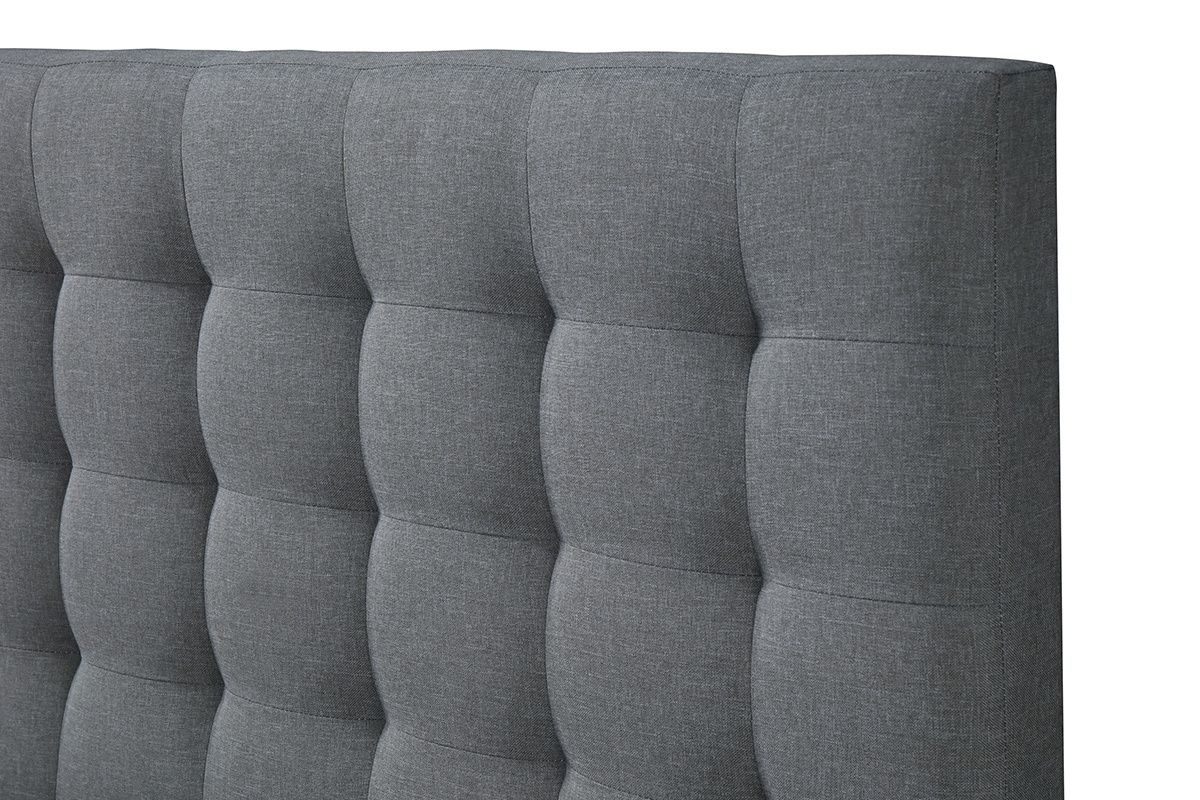 Lit 2 places 160x200 en tissu gris clair capitonn� DANAE