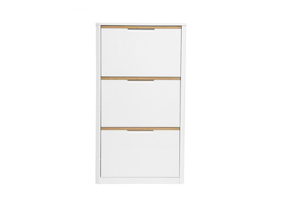 Meuble &agrave; chaussures 3 portes finition blanc laqu&eacute; brillant L68 cm KIRK