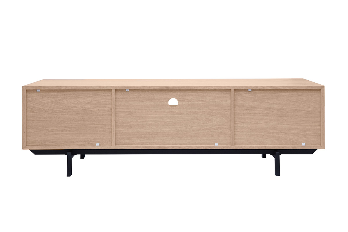 Meuble TV finition bois ch�ne avec niche ouverte L160 cm MANNY