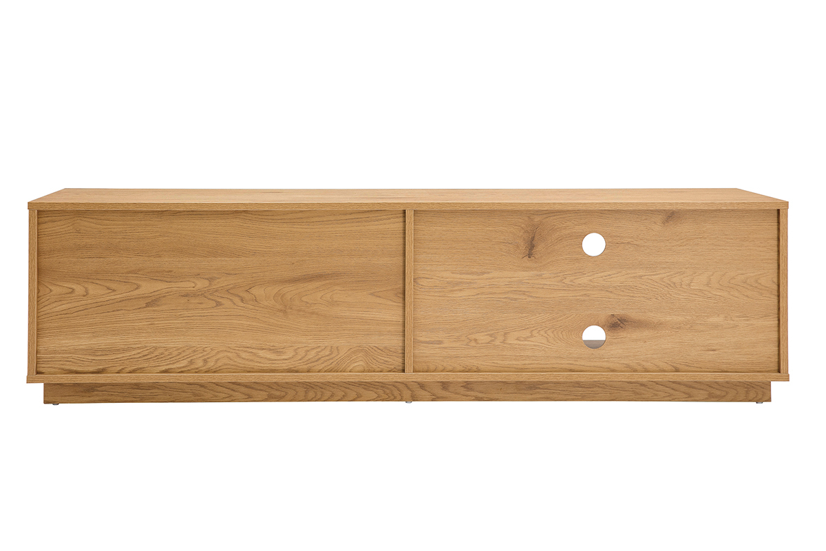 Meuble TV finition bois clair ch�ne 2 tiroirs L160 cm MADERO