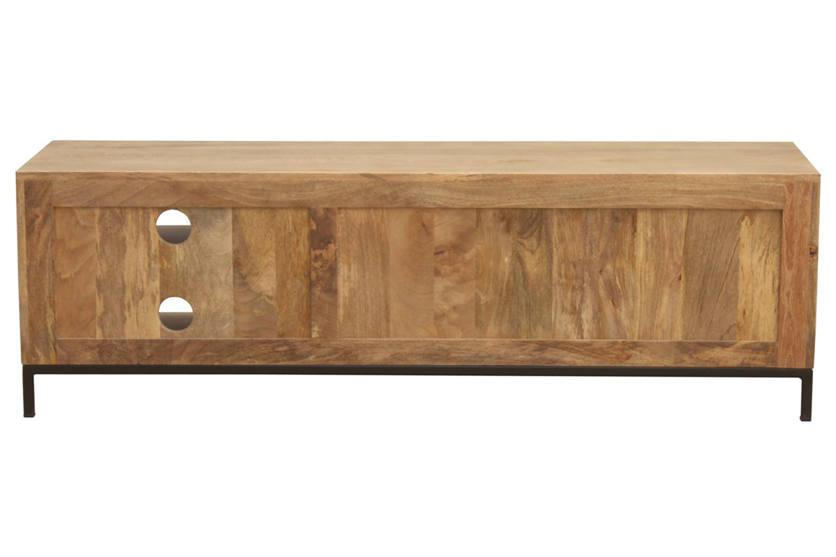 Meuble TV industriel en bois manguier massif et m�tal L145 cm YPSTER