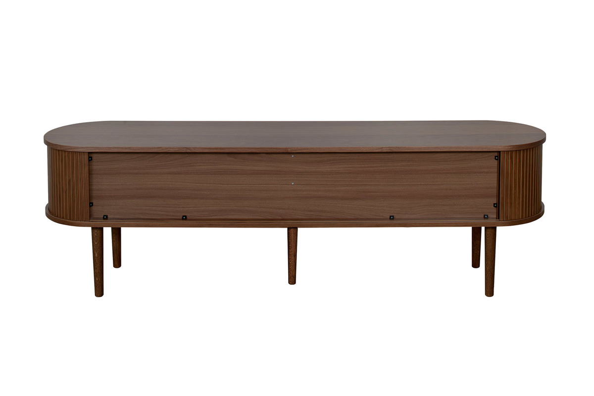 Meuble TV vintage bois fonc� noyer avec rangements 2 portes coulissantes L180 cm EPIC
