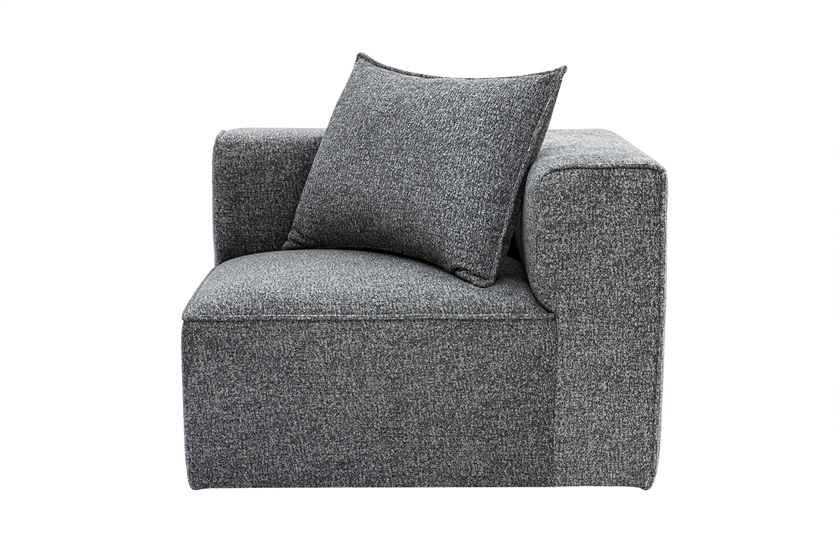 Module d'angle droit pour canap� en tissu chin� gris fonc� KERRY
