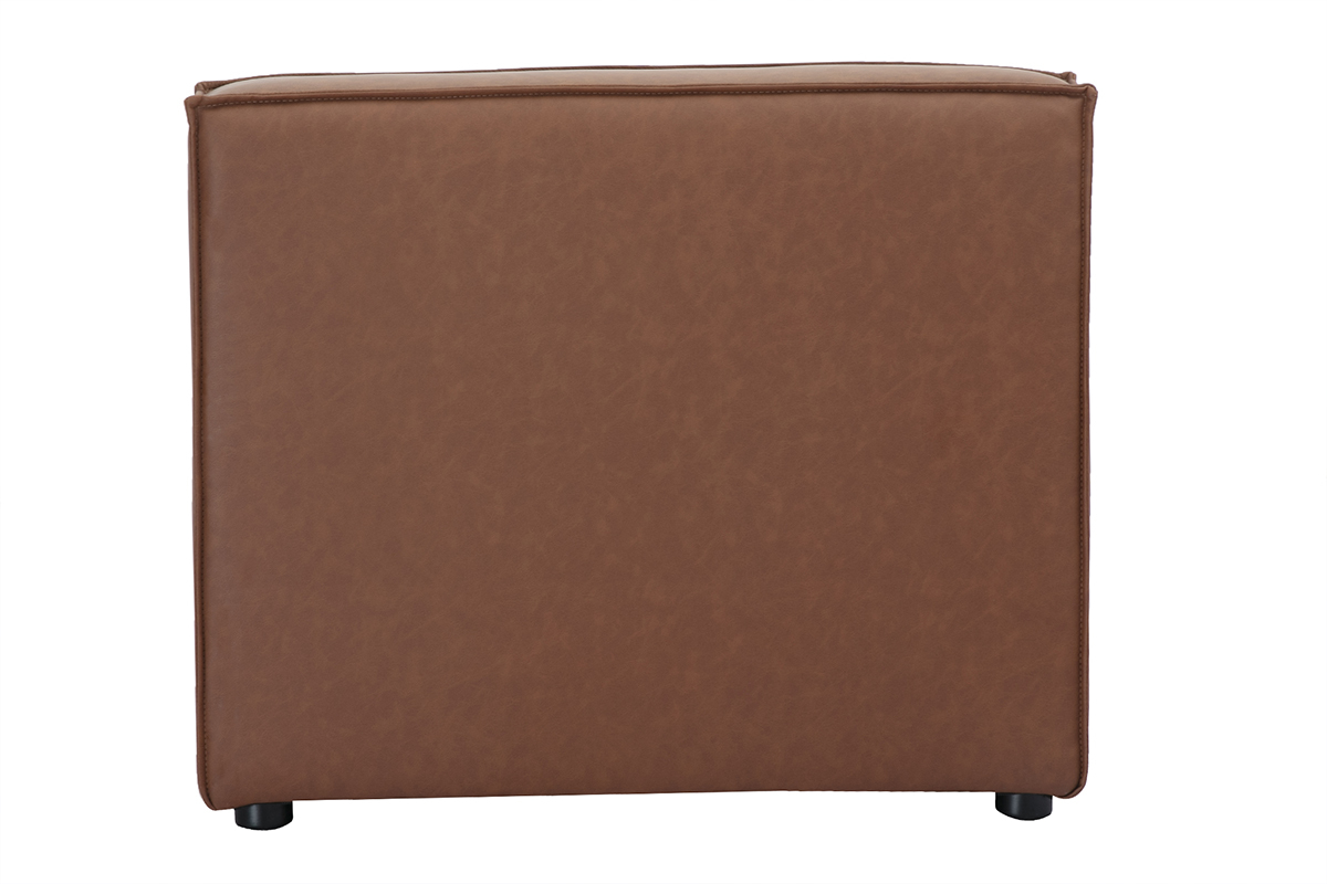 Module droit pour canap� en cuir marron, design �pur� et vintage, mod�le SPLIT. Vue de dos.