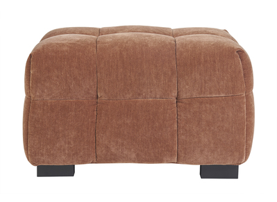 Pouf repose-pieds design en tissu effet velours terre br&ucirc;l&eacute;e CORTO