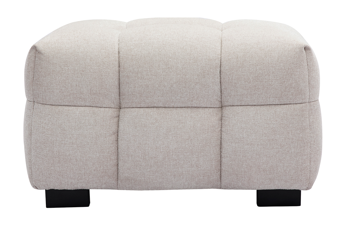 Pouf repose-pieds design en tissu effet velours textur� beige CORTO