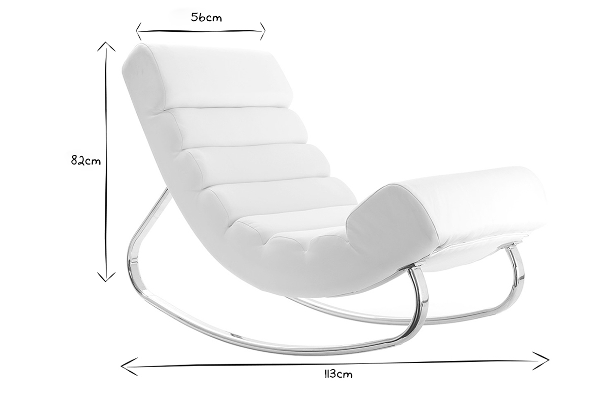 Rocking chair design blanc et acier chrom� TAYLOR