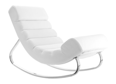 Rocking chair design blanc et acier chrom&eacute; TAYLOR