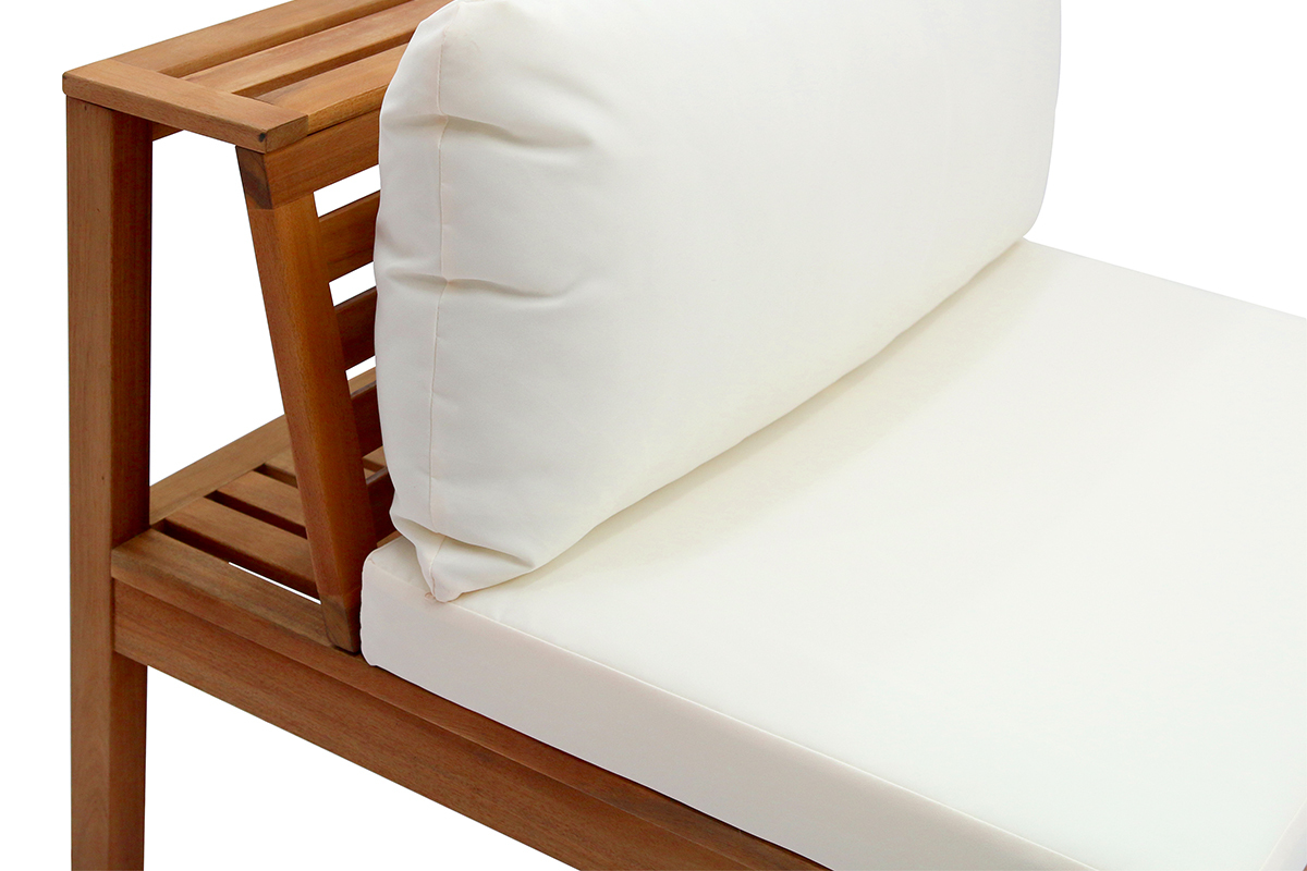 Salon de jardin d'angle 6 places en bois massif avec coussins d�houssables beige naturel BELIZE