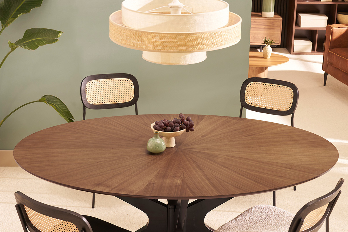 Table � manger design ovale noyer L160 cm DIELLI