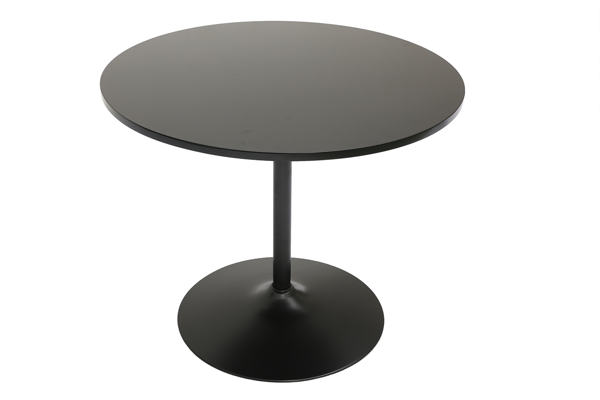 Table � manger design ronde noire D90 cm CALISTA