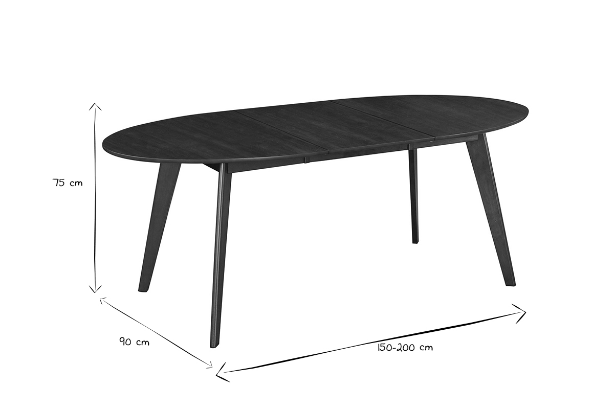 Table � manger extensible ovale en bois fonc� L150-200 MARIK