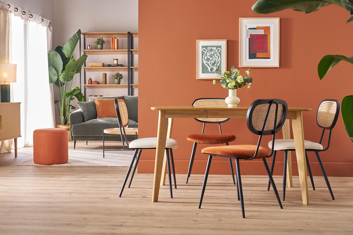Table � manger extensible scandinave carr�e placage ch�ne L90-130 cm LEENA