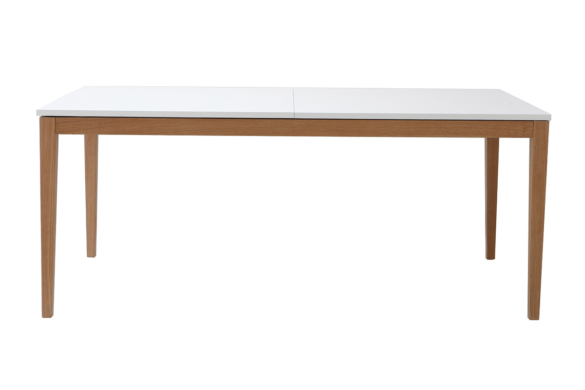 Table � manger scandinave extensible blanche pieds bois rectangulaire L180-260 cm DELAH