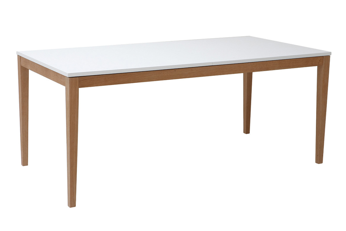 Table � manger scandinave extensible blanche pieds bois rectangulaire L180-260 cm DELAH
