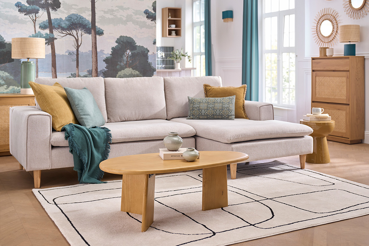 Table basse design en bois manguier massif L100 cm WONKA
