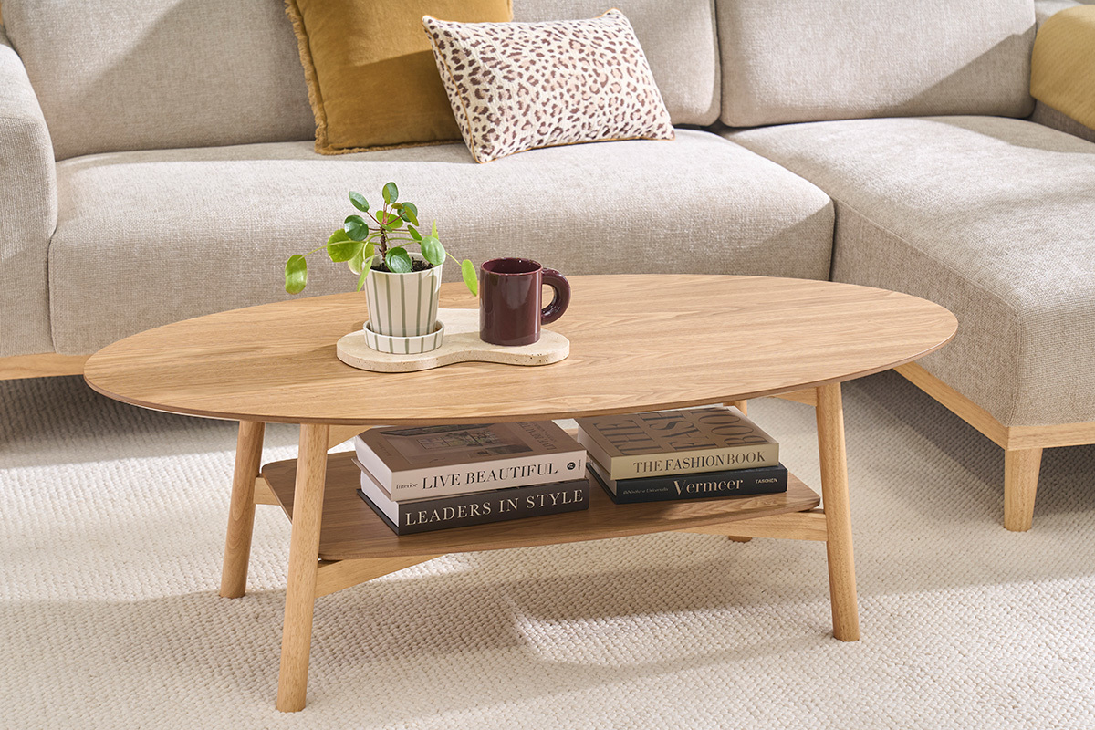 Table basse ovale en bois clair L120 cm HANAE