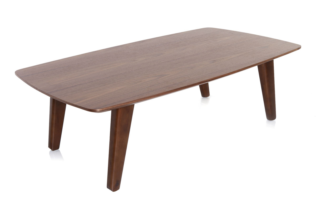 Table basse rectangulaire vintage bois fonc� noyer L120cm FIFTIES