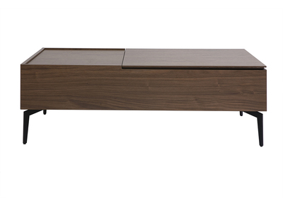 Table basse relevable rectangulaire bois fonc&eacute; finition noyer et m&eacute;tal noir L103 cm SEDA